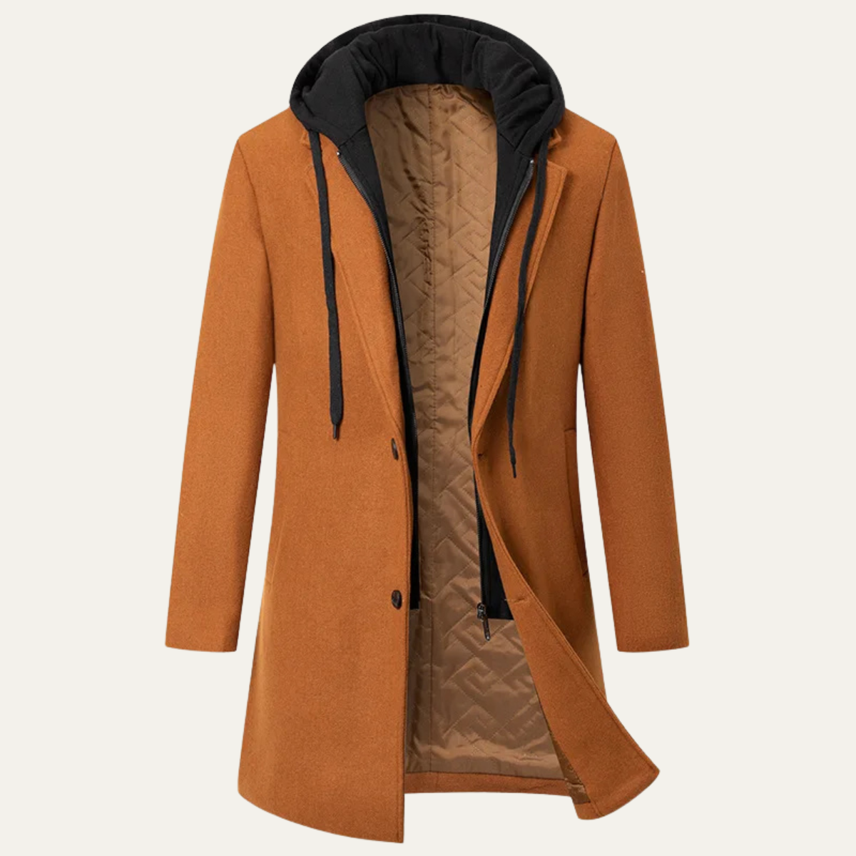 Warm Quilted Men's Wool Hooded Coat - Nocini