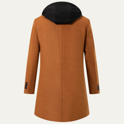 Warm Quilted Men's Wool Hooded Coat