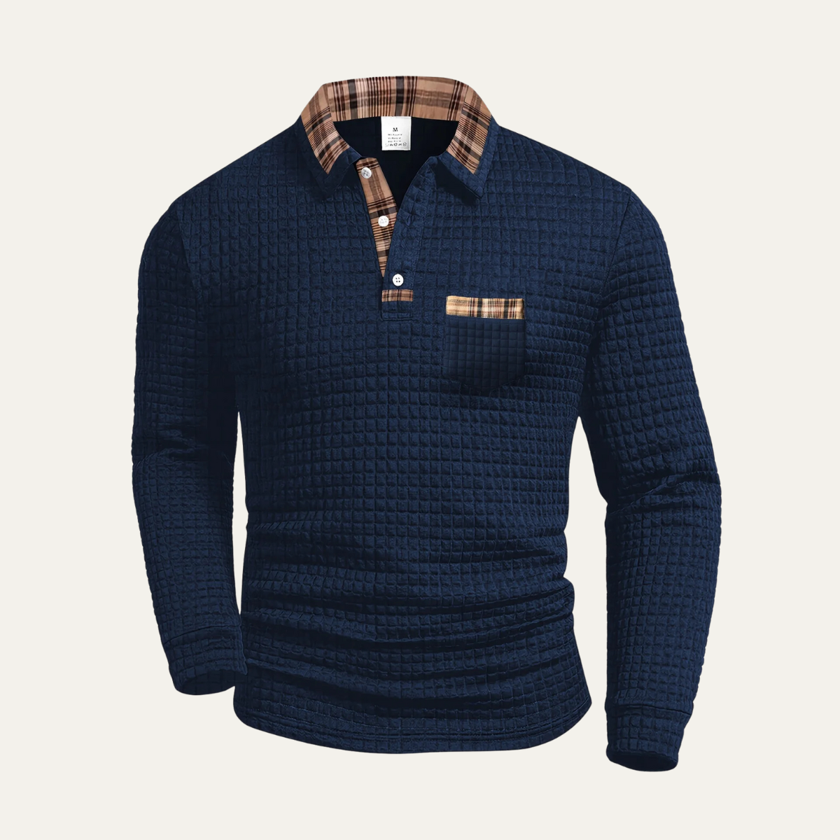 Men's Classic Plaid Trim Polo Sweater