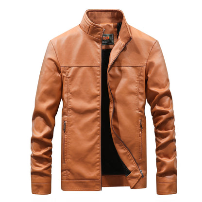 Men's Biker Jacket Slim Fit Faux Leather Zip Up