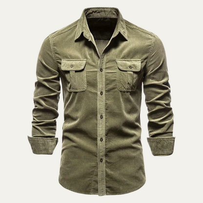 Relaxed Fit Corduroy Button Down Men's Shirt