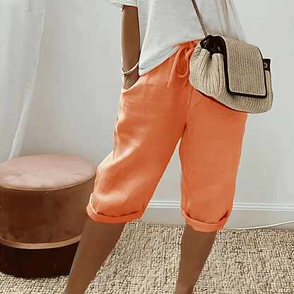 Ladies Comfortable Flowy Mid Length Shorts - Olytrend