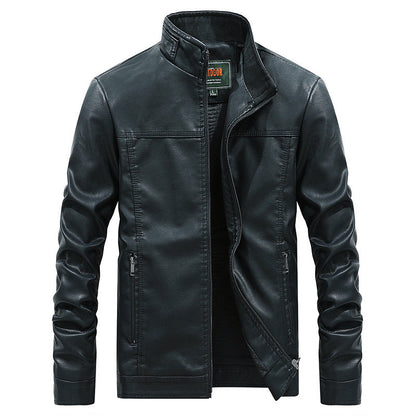 Men's Biker Jacket Slim Fit Faux Leather Zip Up
