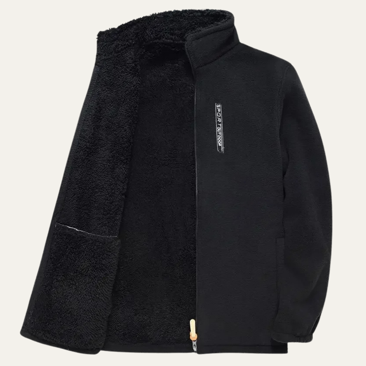 Warm Men's Fleece Zipper Stand Collar Winter Jacket