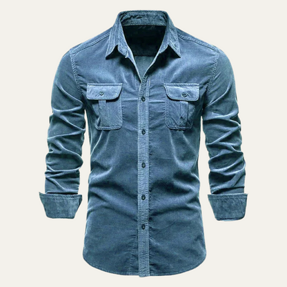 Relaxed Fit Corduroy Button Down Men's Shirt