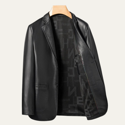 Stylish Men's Faux Leather Smart Jacket Coat