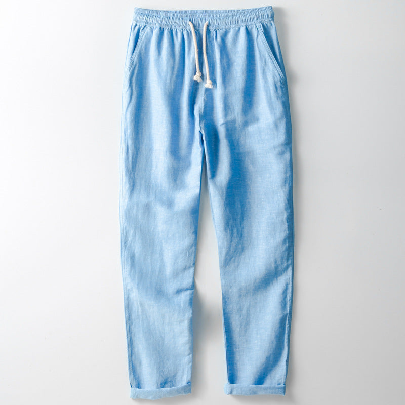 Comfortable Linen Pants for Men Elastic Waist Straight Leg