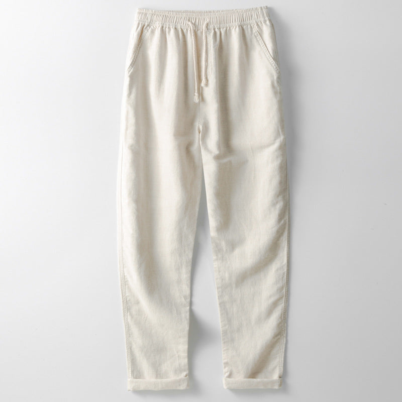 Comfortable Linen Pants for Men Elastic Waist Straight Leg - Nocini