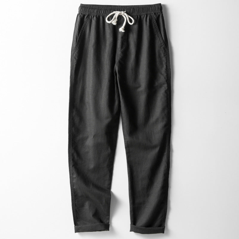 Comfortable Linen Pants for Men Elastic Waist Straight Leg