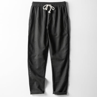 Comfortable Linen Pants for Men Elastic Waist Straight Leg