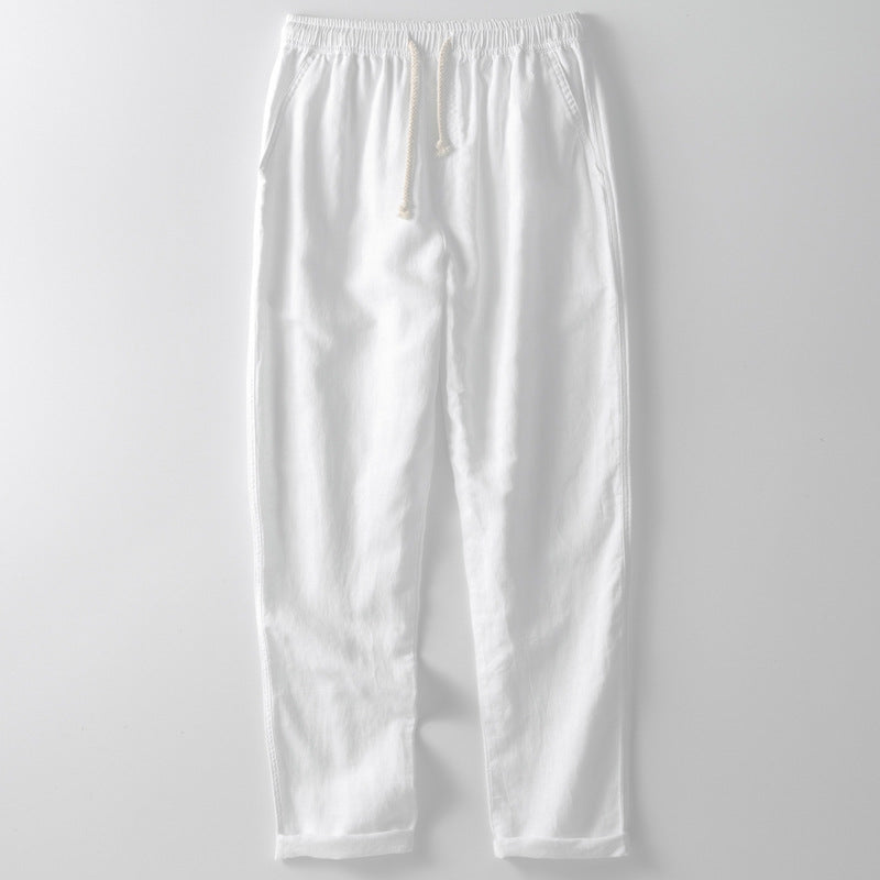 Comfortable Linen Pants for Men Elastic Waist Straight Leg