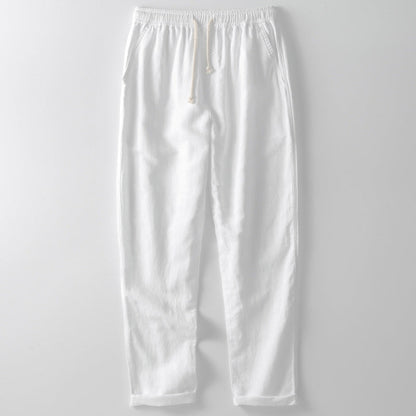 Comfortable Linen Pants for Men Elastic Waist Straight Leg