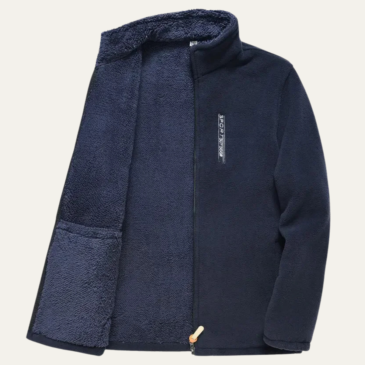 Warm Men's Fleece Zipper Stand Collar Winter Jacket