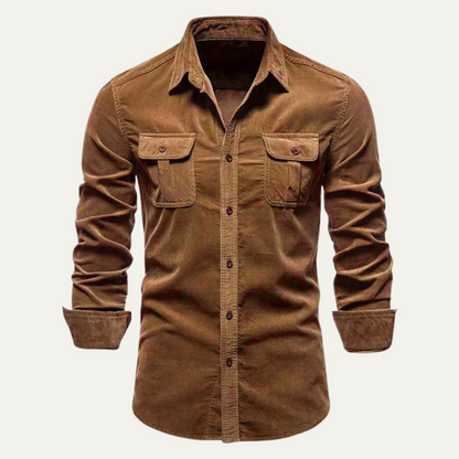 Relaxed Fit Corduroy Button Down Men's Shirt - Nocini