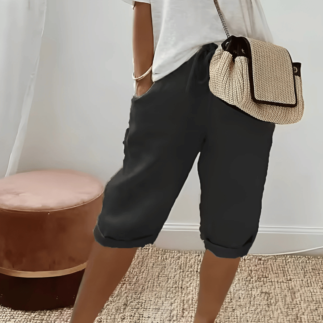 Ladies Comfortable Flowy Mid Length Shorts