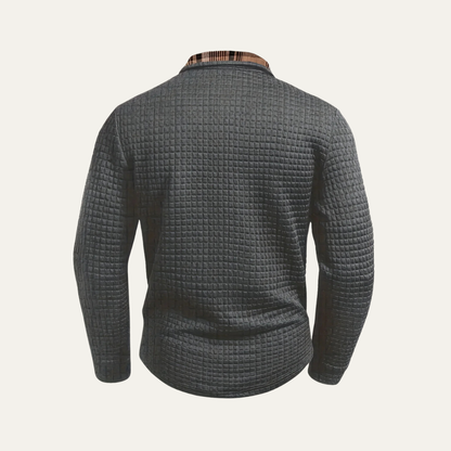Men's Classic Plaid Trim Polo Sweater