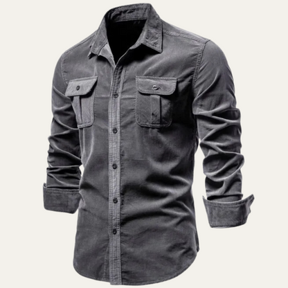 Relaxed Fit Corduroy Button Down Men's Shirt