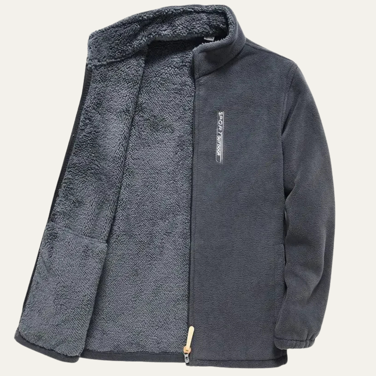 Warm Men's Fleece Zipper Stand Collar Winter Jacket