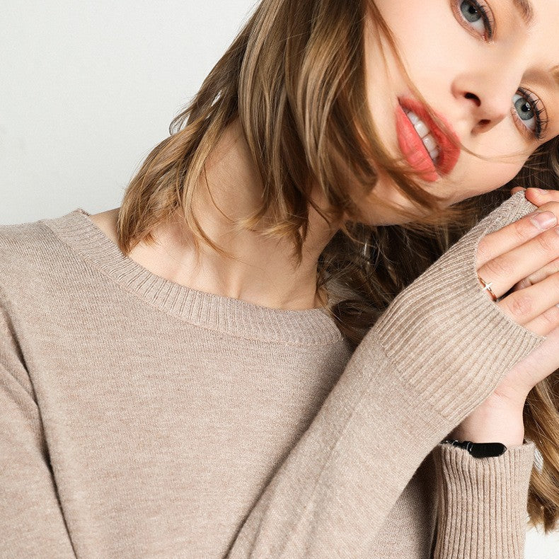 Women's Simple Crew Neck Sweater Long Sleeve