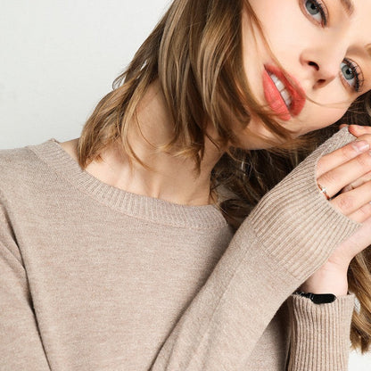 Women's Simple Crew Neck Sweater Long Sleeve