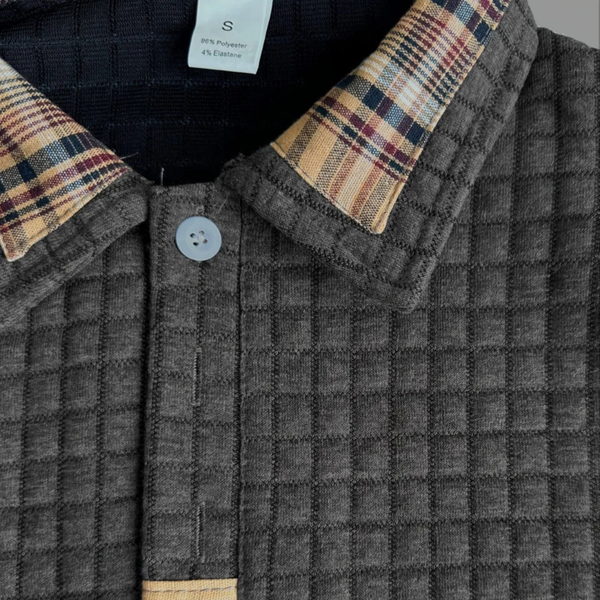 Men's Classic Plaid Trim Polo Sweater