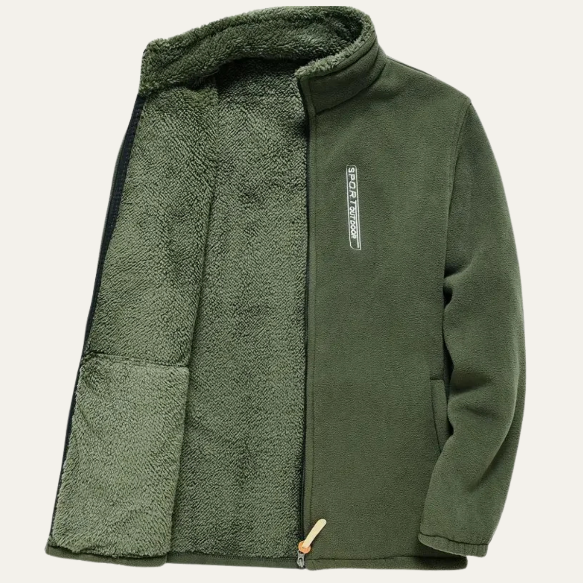 Warm Men's Fleece Zipper Stand Collar Winter Jacket