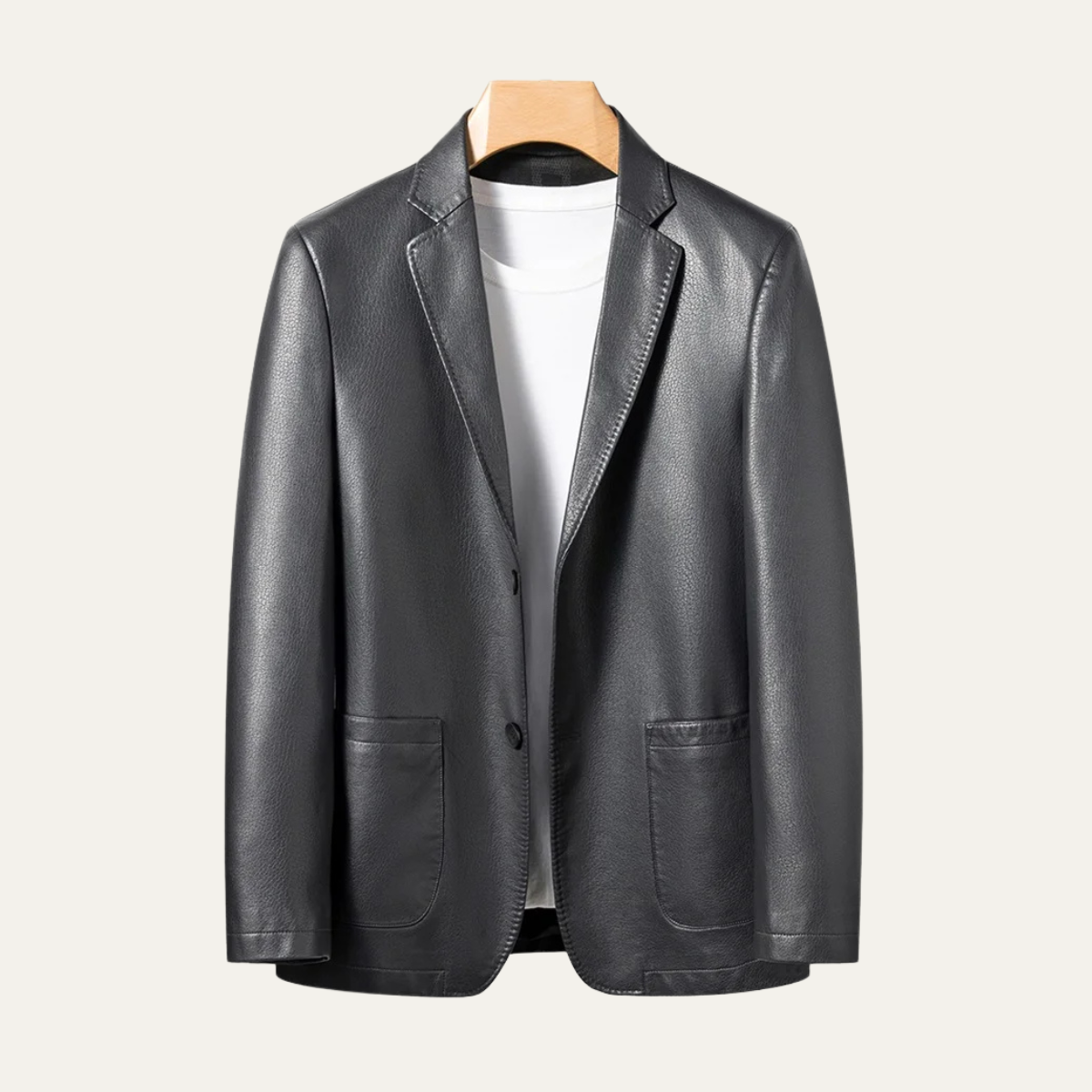 Stylish Men's Faux Leather Smart Jacket Coat
