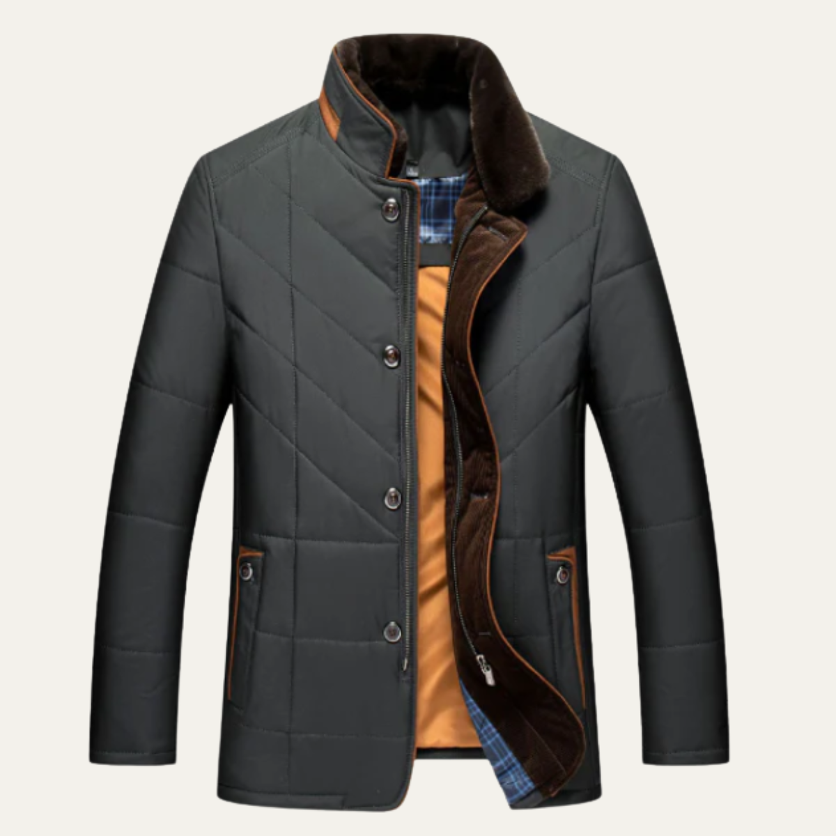 Warm Men's Quilted Padded Winter Parka Jacket