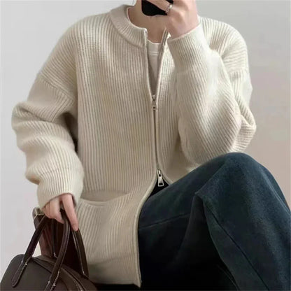 Cozy Oversized Zip Cardigan with Pockets