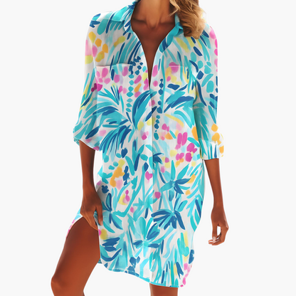 Ladies Long Sleeve Button Front Dress