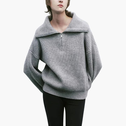 Women's Zip Up Ribbed Knit Sweater