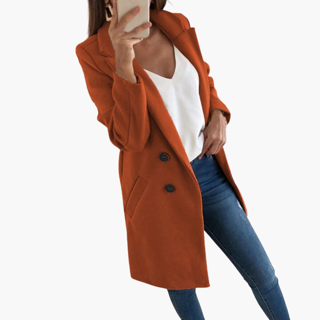 Ladies Classic Long Sleeve Button Coat