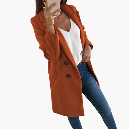 Ladies Classic Long Sleeve Button Coat