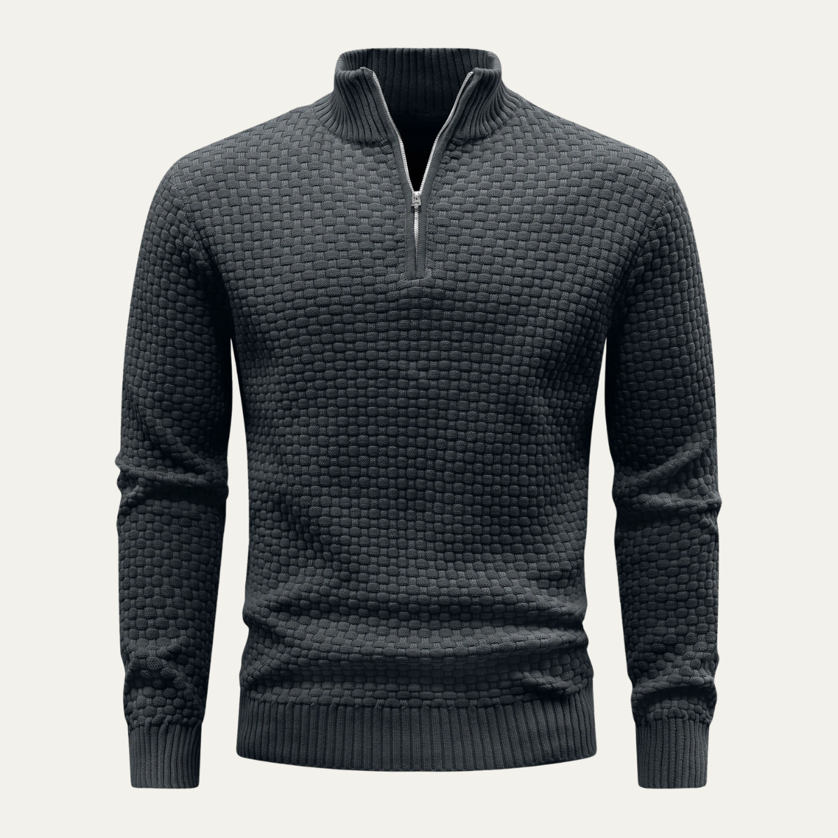 Men's Thick Quarter Zip Cable Knit Sweater