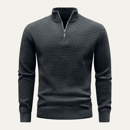Men's Thick Quarter Zip Cable Knit Sweater