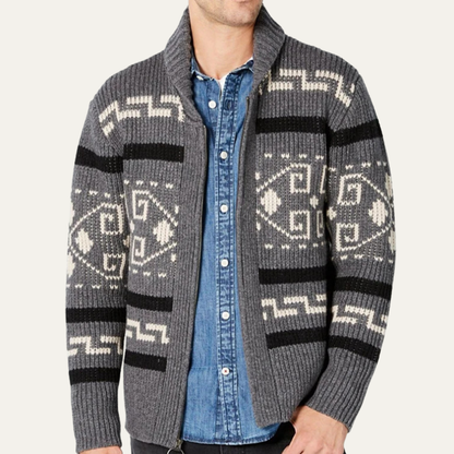 Luxury Men's Cashmere Crew Neck Cardigan Sweater