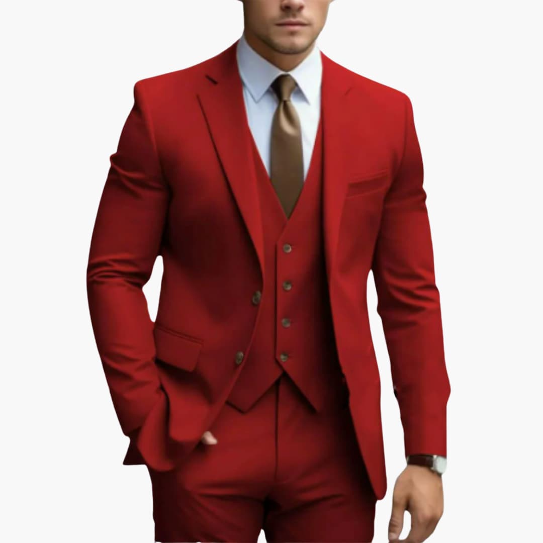 Classic Men's 3-Piece Suit with Slim Fit Trousers