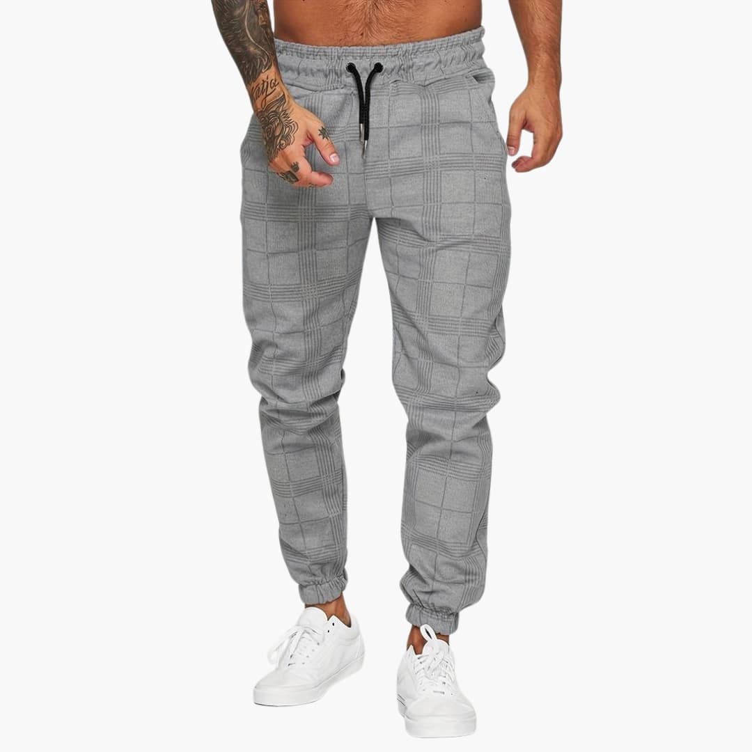 Comfortable Checkered Elastic Waist Pants