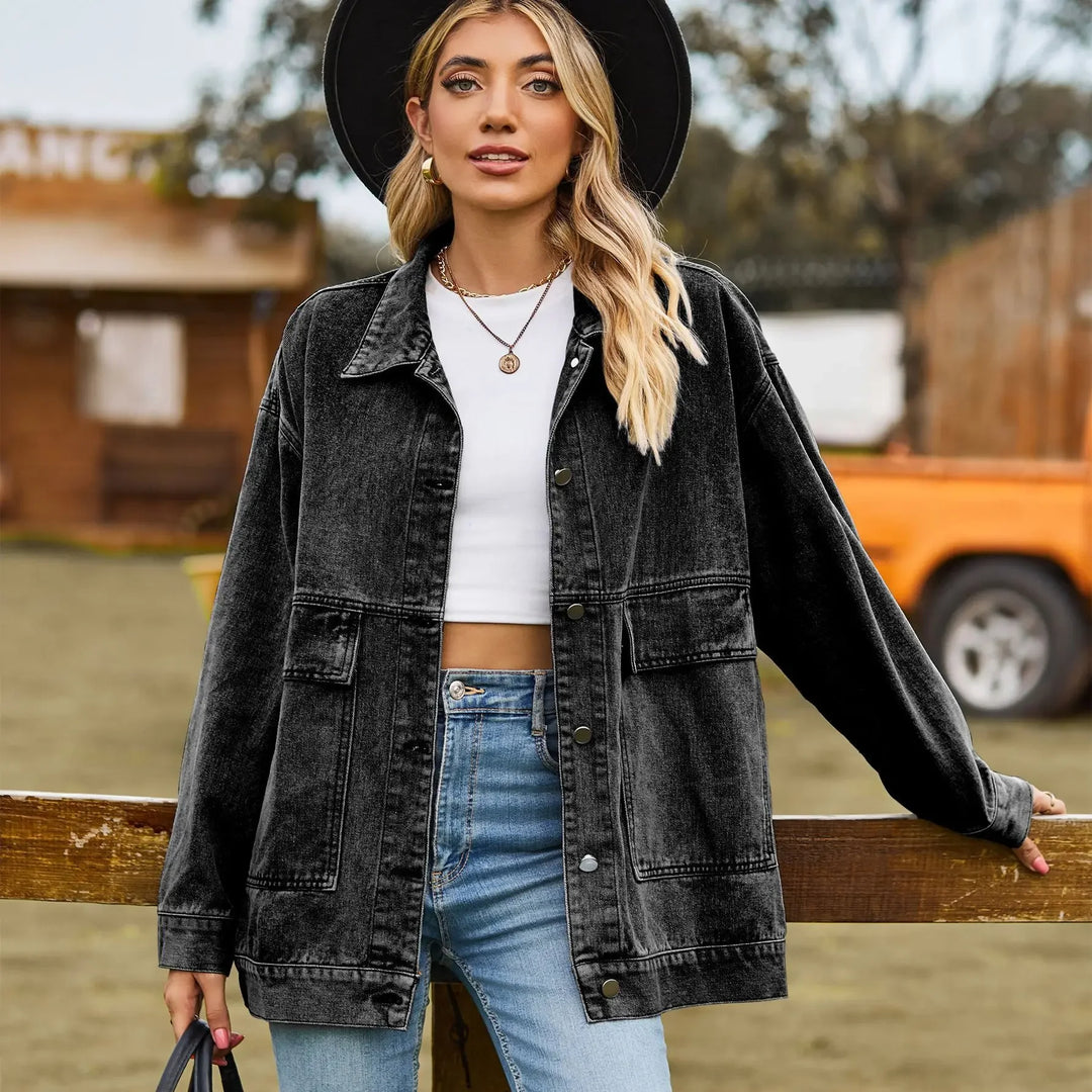 Timeless Retro Blue Jeans Jacket for Ladies