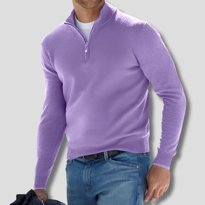 Classic Zip Neck Cotton Sweater