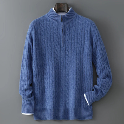 Cozy Men's Thermal Half Zip Knit Winter Sweater