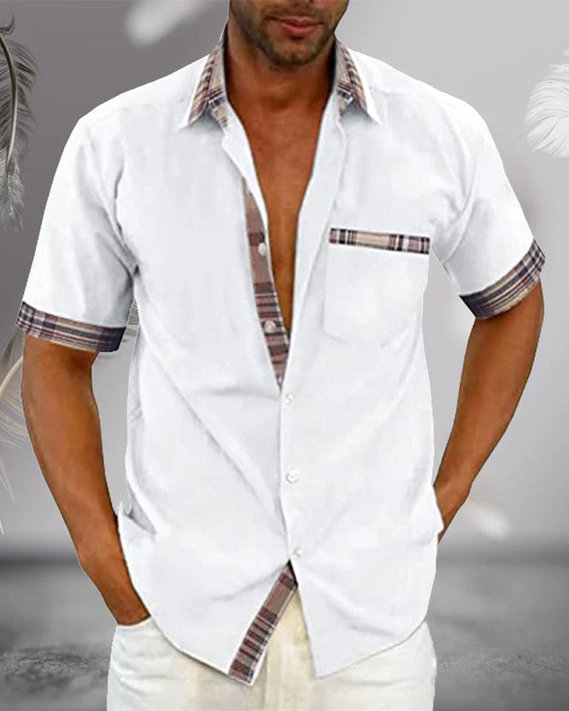 Casual Short Sleeve Check Shirt for Men - Nocini