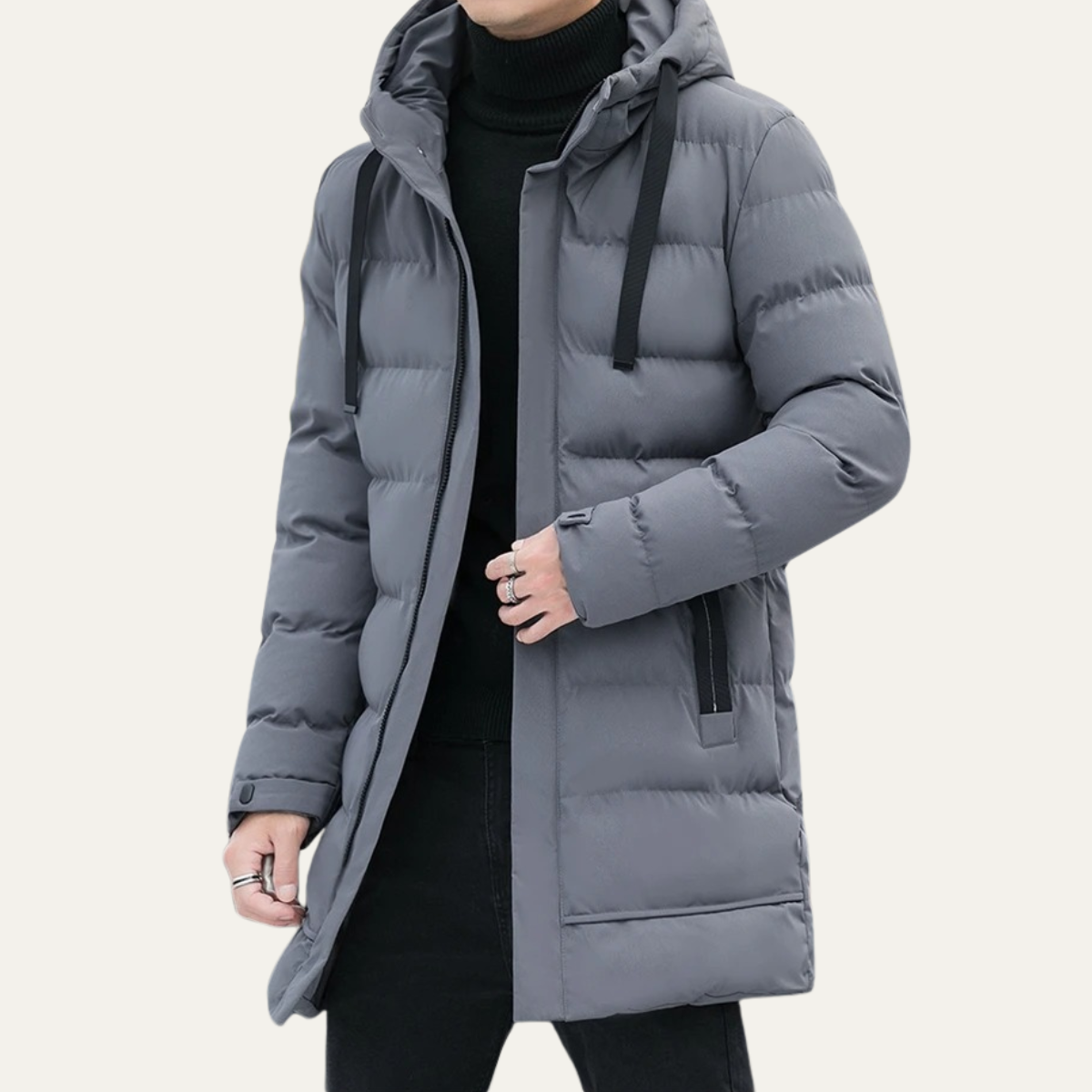 Men's Slim Fit Black Down Puffer Jacket