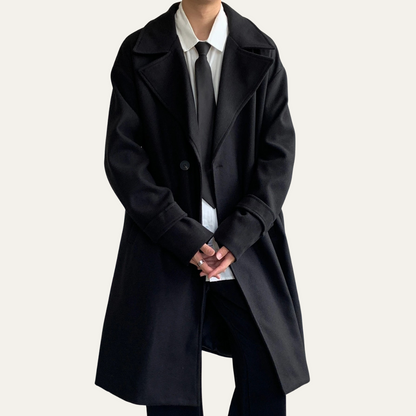 Classic Men's Camel Overcoat with Adjustable Belt