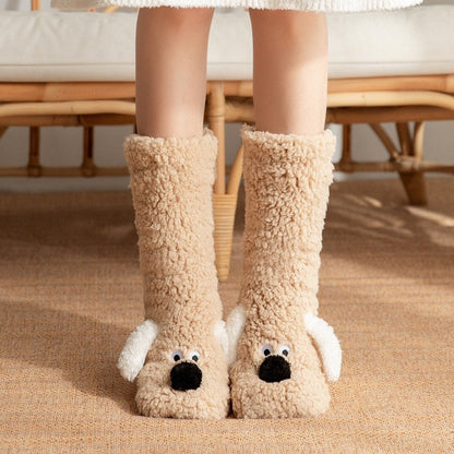 Cozy Fuzzy Socks with Cute Dog Design