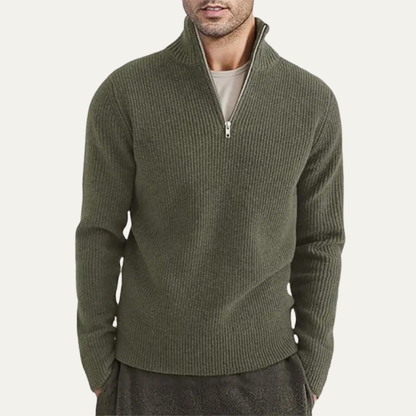 Men's Thick Cozy Mock Neck Half Zip Sweater