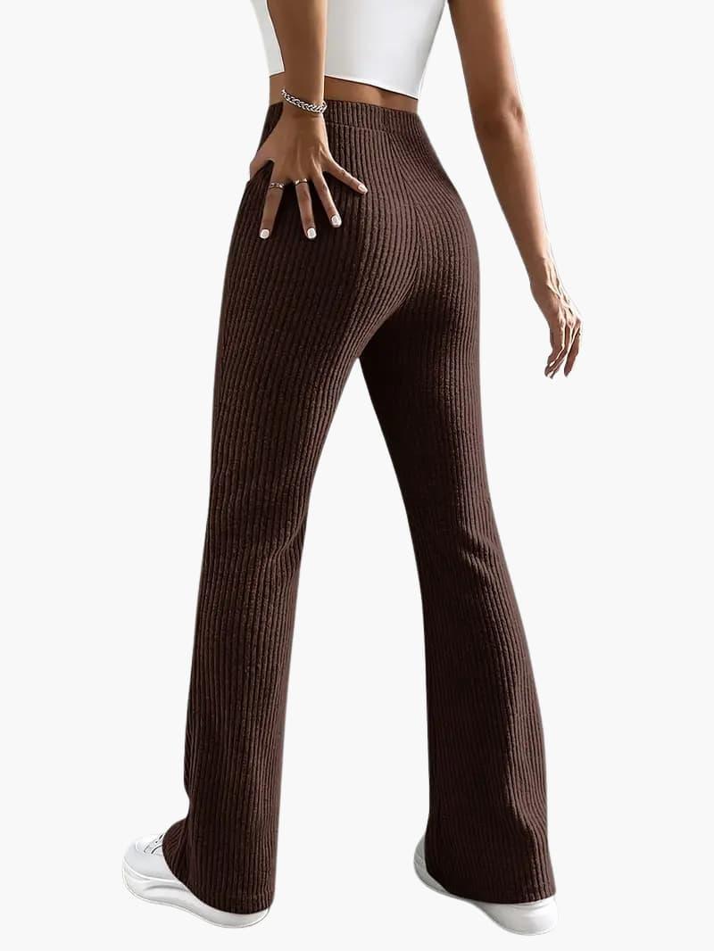 Soft High Waisted Knit Trousers for Women – Relaxed Fit Pants