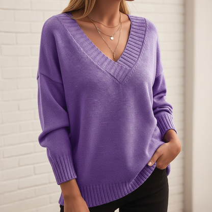Comfy V Neck Pullover Sweater