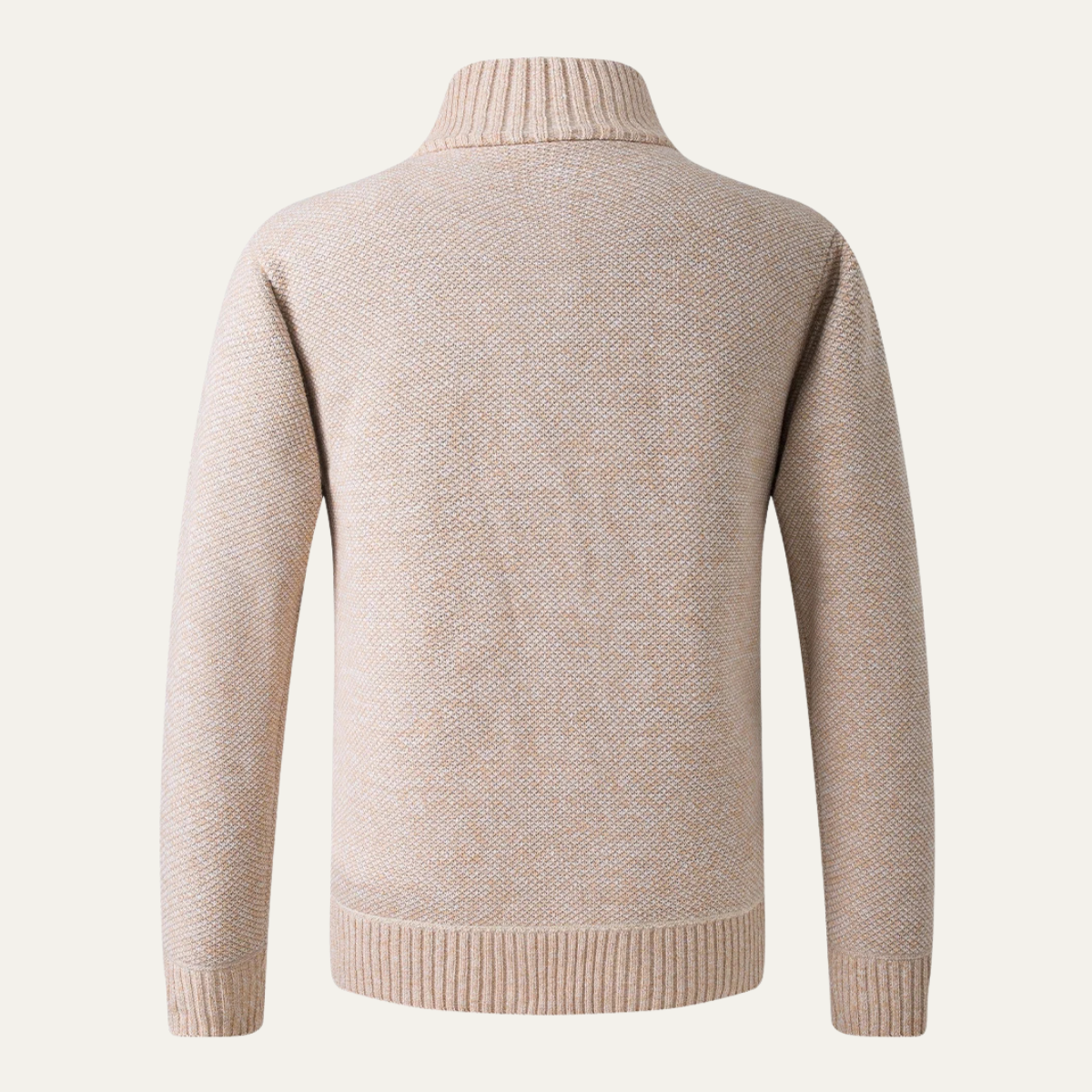 Warm Men's Crew Neck Knit Zip Sweater