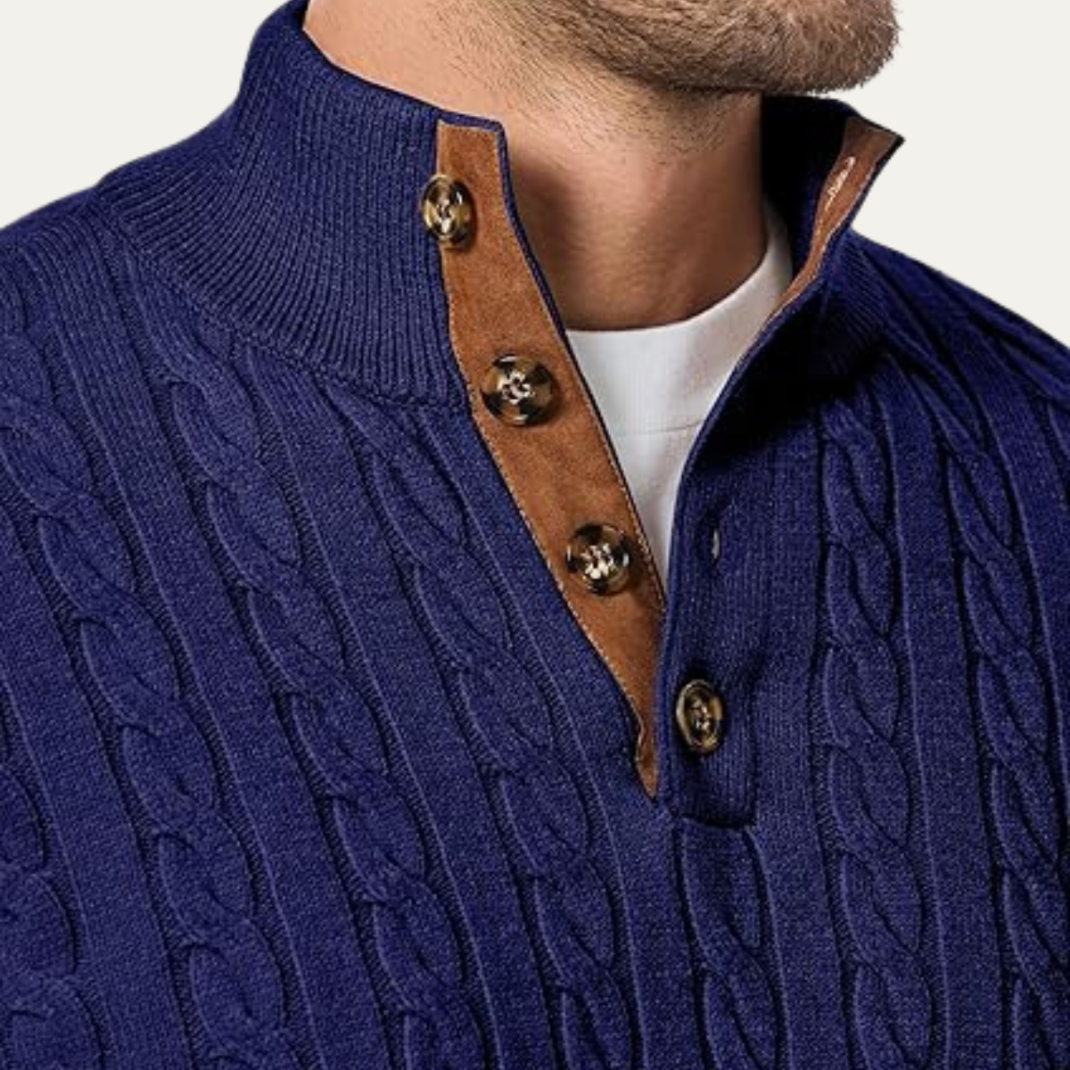 Classic Men's Crew Neck Cable Sweater